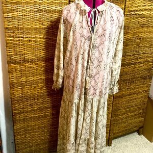 GUC Dress forum Los Angeles cream python peasant style maxi dress oversized S
